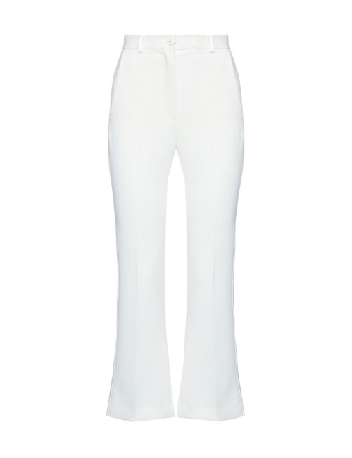 Crêpe tuxedo trousers with satin bands ivory