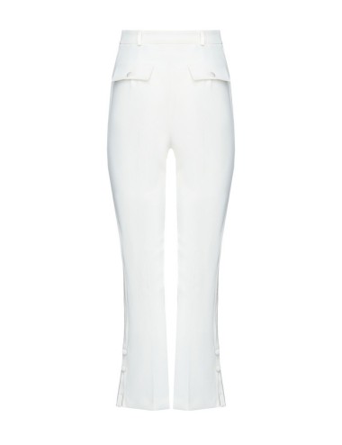 Crêpe tuxedo trousers with satin bands ivory