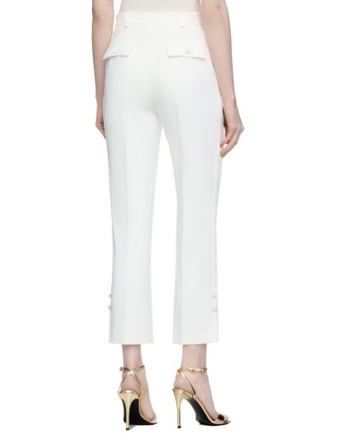 Crêpe tuxedo trousers with satin bands ivory