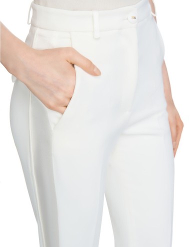 Crêpe tuxedo trousers with satin bands ivory