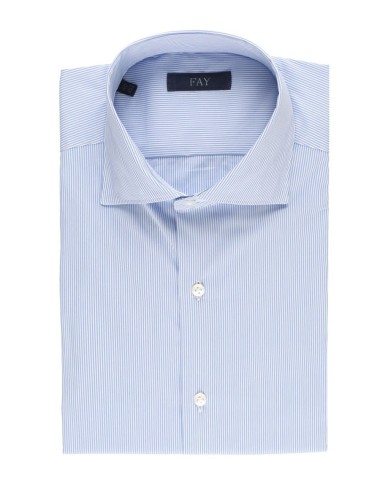 Camicia regular fit con collo francese in popeline azzurra