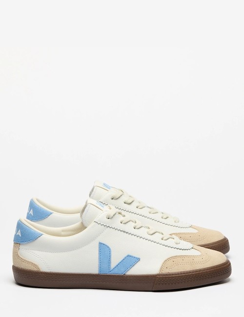 SNEAKERS VOLLEY LEATHER WHITE AQUA BARK