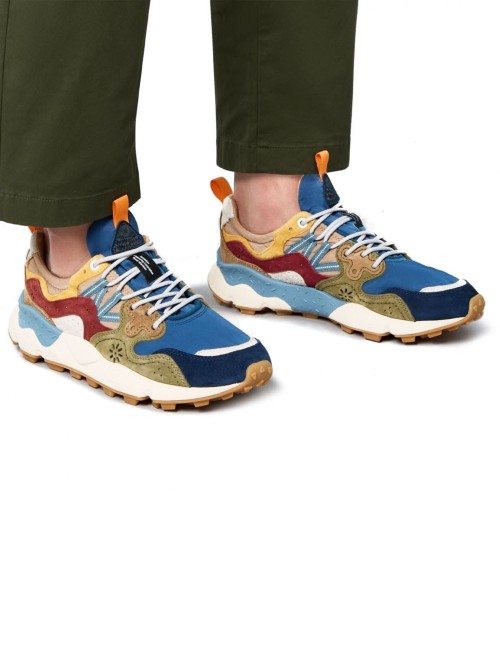 SNEAKERS YAMANO 3 MAN SUEDE/NYLON BLUE-ARMY GREEN