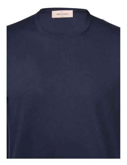 T-SHIRT IN MAGLIA COTONE ORGANICO BLU NAVY