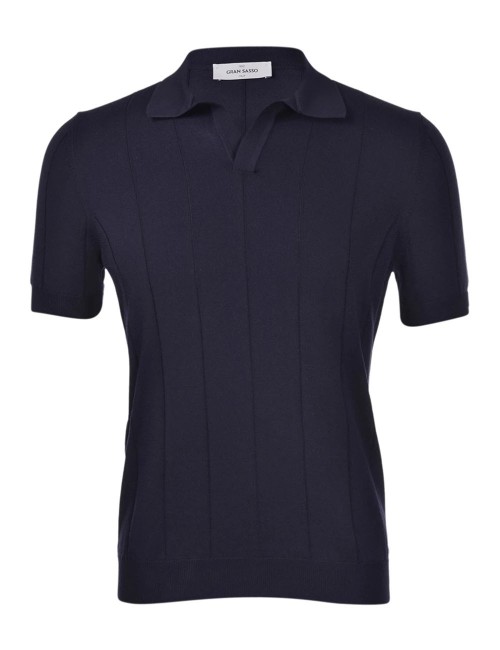 RIBBED SKIPPER POLO BLUE NAVY