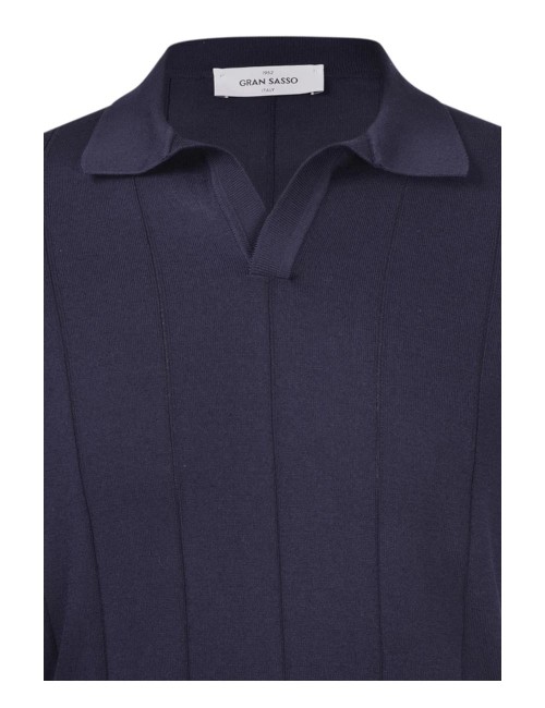 RIBBED SKIPPER POLO BLUE NAVY