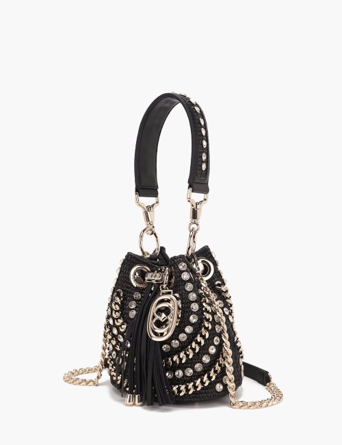Small Mirror Bucket with shoulder strap black