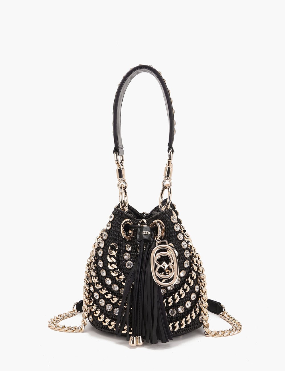 Small Mirror Bucket with shoulder strap black