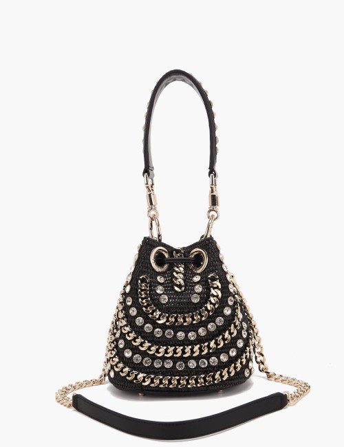 Small Mirror Bucket with shoulder strap black