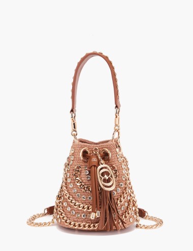 Small Mirror Bucket with shoulder strap leather