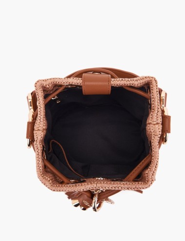 Small Mirror Bucket with shoulder strap leather