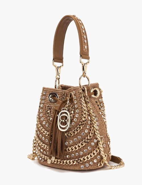 Mirror Bucket with shoulder strap leather