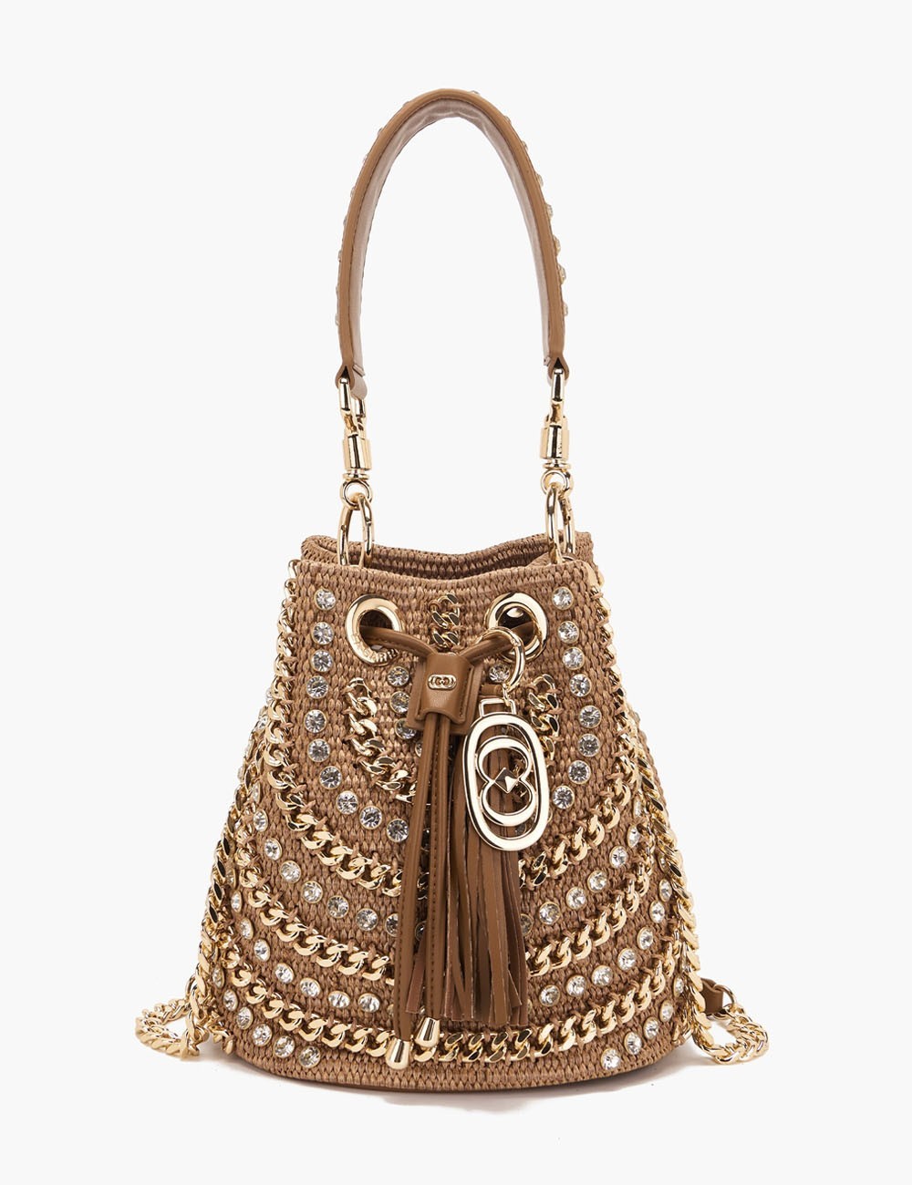 Mirror Bucket with shoulder strap leather