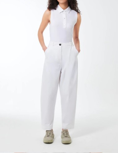 Polo Oxford Sleeveless Wom bianca