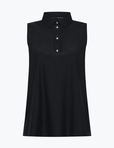 Polo Oxford Sleeveless Wom Blue Black