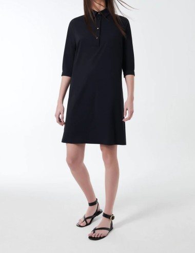 Abito Oxford Polo Wom Dress Blue Black