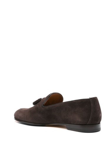 Suede moccasins with tassel Adler brown with moor's head bottom