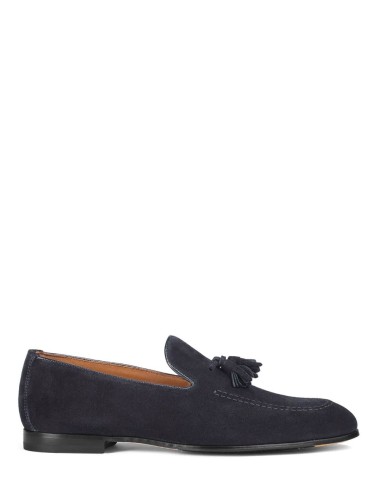 Suede moccasins with tassel Adler blue with black bottom