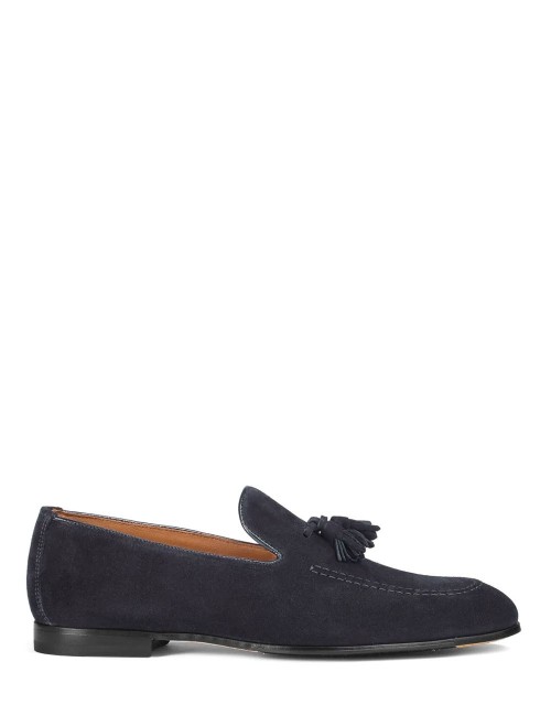 Suede moccasins with tassel Adler blue with black bottom