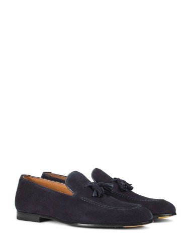 Suede moccasins with tassel Adler blue with black bottom