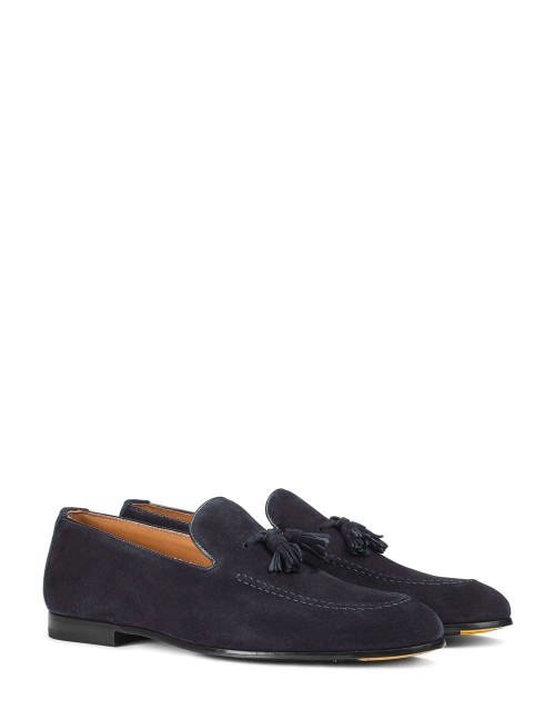 Suede moccasins with tassel Adler blue with black bottom
