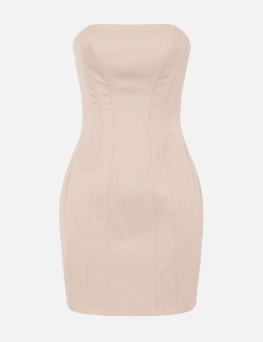 Abito bustier in cotone greige