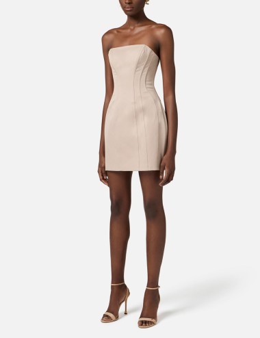 Abito bustier in cotone greige