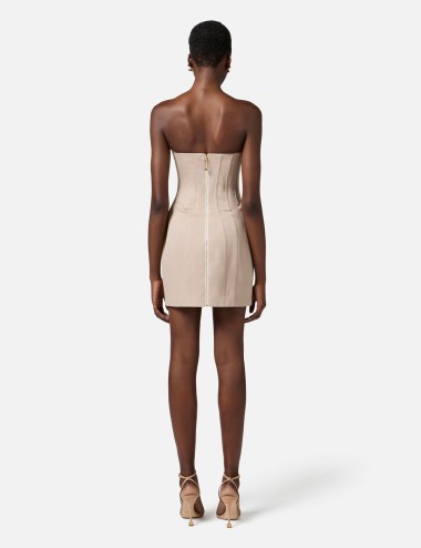 Abito bustier in cotone greige