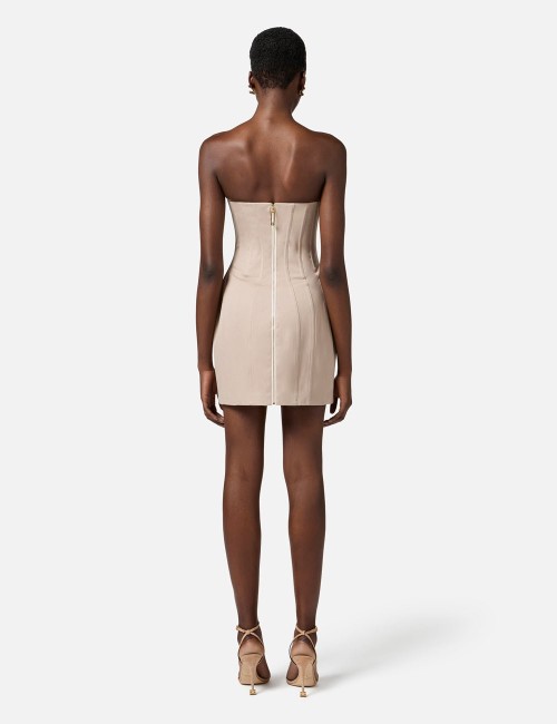 Abito bustier in cotone greige