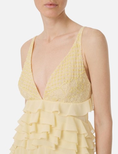 Abito Red Carpet in georgette con balze lemonade