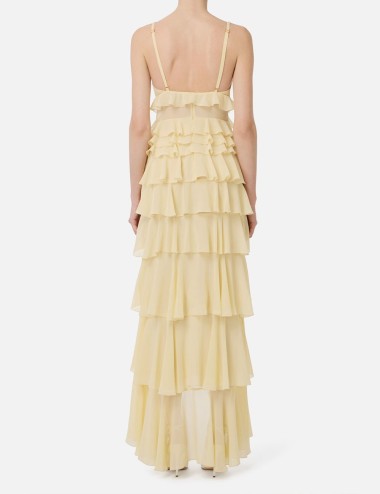 Abito Red Carpet in georgette con balze lemonade