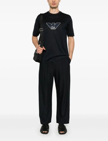 Jersey-Lyocell blend T-shirt with ASV logo embroidery blue