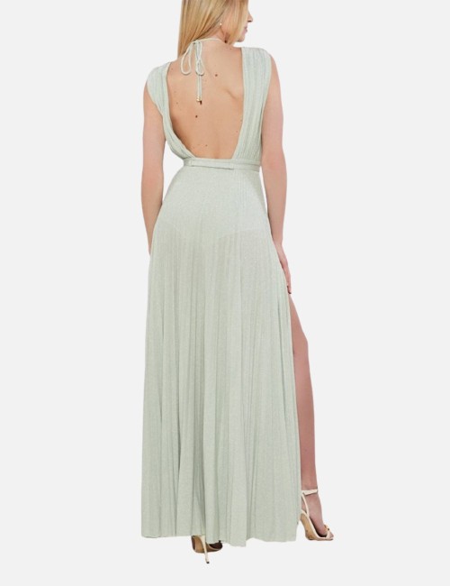 Abito Red Carpet in jersey lurex con cintura menta