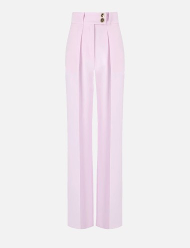 Pantaloni in crêpe fluido con bottoni dorati quarzo