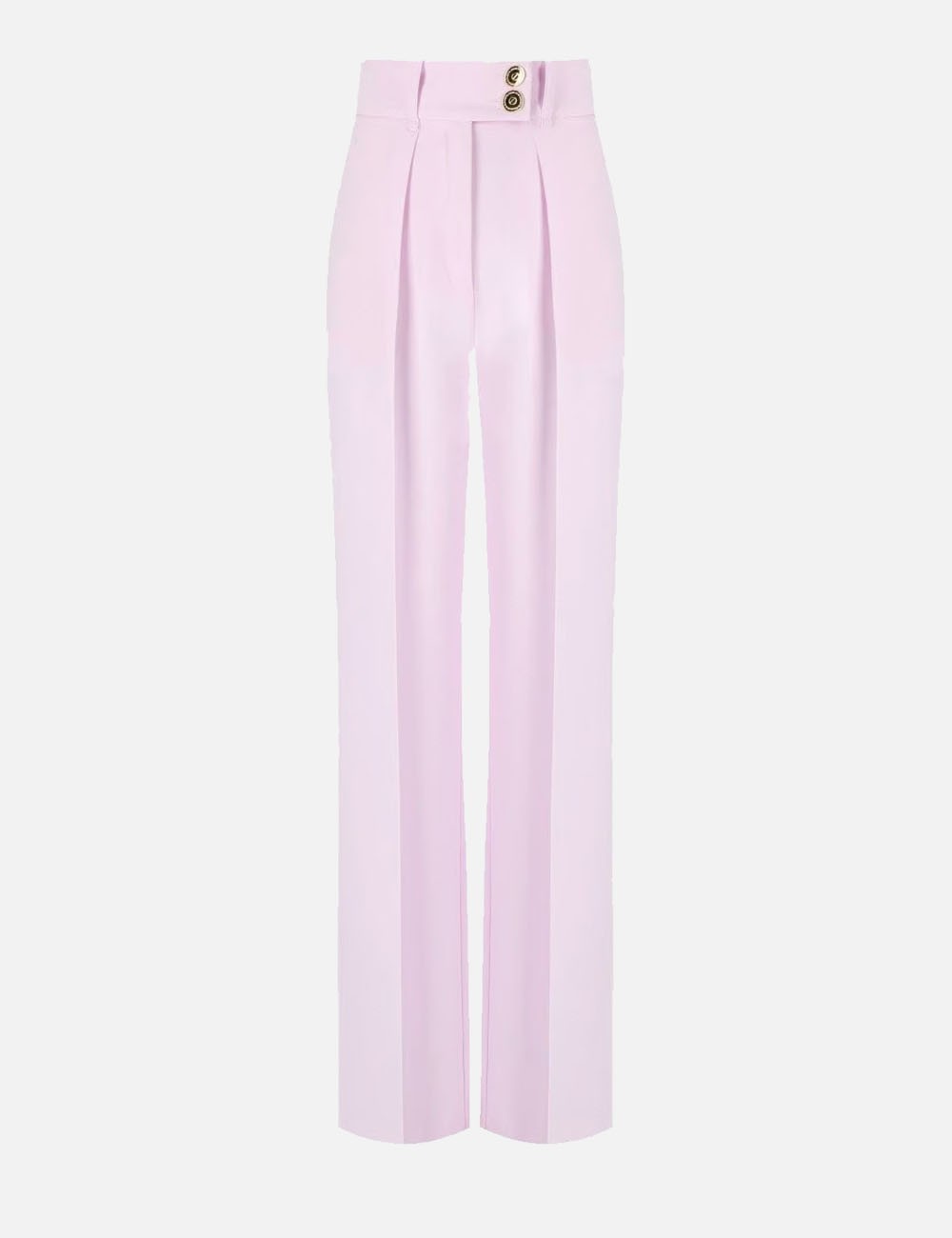 Pantaloni in crêpe fluido con bottoni dorati quarzo