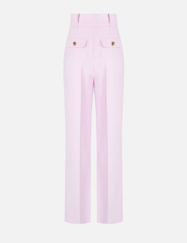 Pantaloni in crêpe fluido con bottoni dorati quarzo