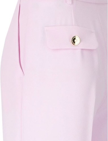 Pantaloni in crêpe fluido con bottoni dorati quarzo