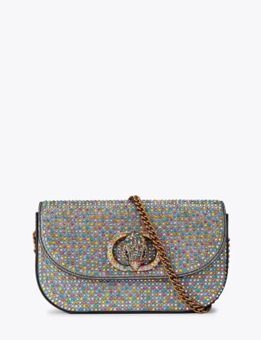 Borsa a tracolla in pelle kensington mini con cristalli arcobaleno