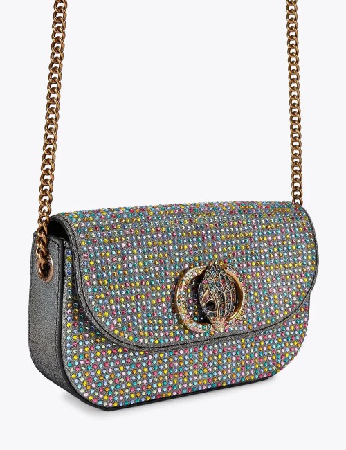 Borsa a tracolla in pelle kensington mini con cristalli arcobaleno