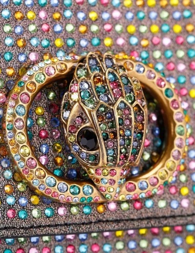 Borsa a tracolla in pelle kensington mini con cristalli arcobaleno