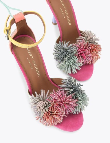 Pom pom tie ankle heel