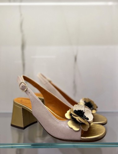 Sandali LILOLA avorio con fiori oro
