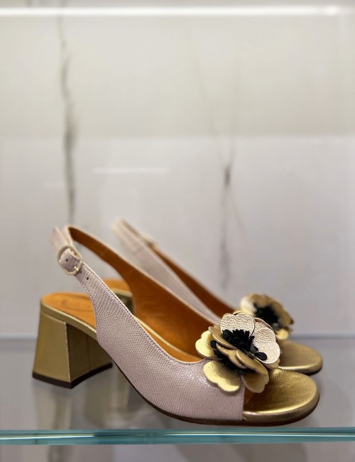 Sandali LILOLA avorio con fiori oro