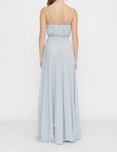 Abito Red Carpet in jersey lurex con fiore ricamato sky blue