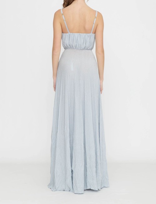 Abito Red Carpet in jersey lurex con fiore ricamato sky blue