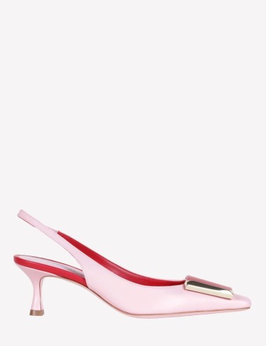 Slingback ARIENNE in nappa con accessorio peonia e rosso poppy