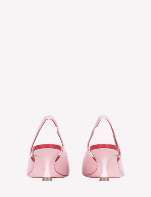 Slingback ARIENNE in nappa con accessorio peonia e rosso poppy
