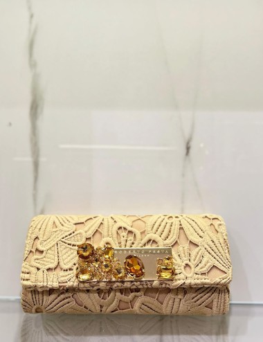 Clutch in tessuto macramè