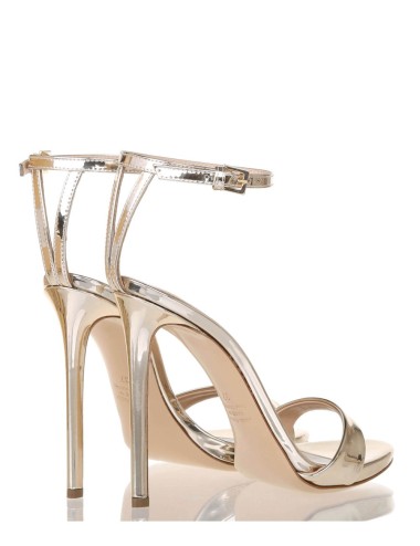Sandalo alto con plateau MICOL specchiato platino