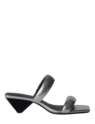 Sandali CODY con fasce imbottite e tacco a cono silver